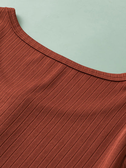 Chestnut Plus Size Ribbed Knit Henley Tee