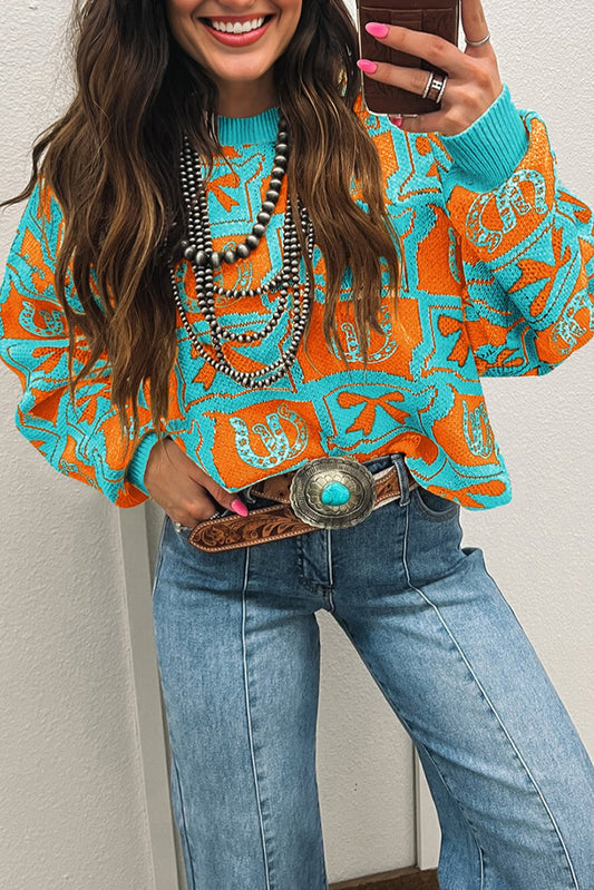 western print sweater
