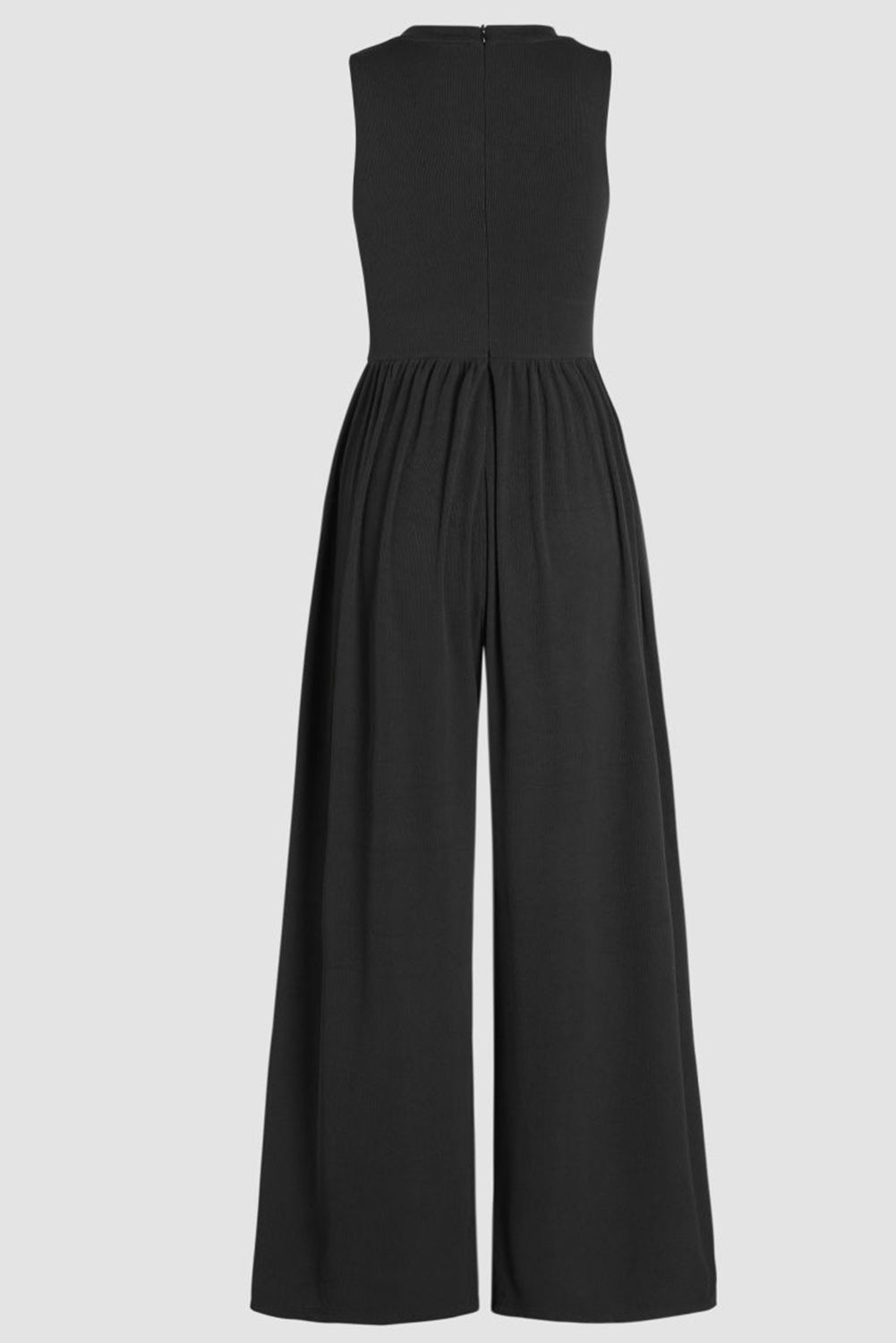 Chic Black Wide Leg Jumpsuit with Cinched Waist