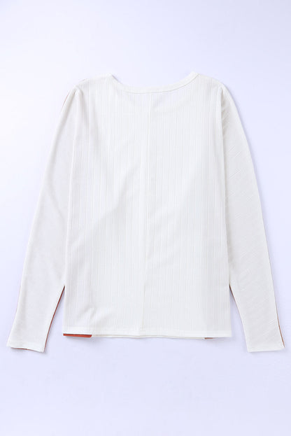 Apricot Striped Ribbed Dolman Knit Top