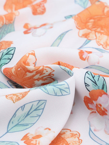 Bold Orange Floral Shift Dress for Plus Size Women