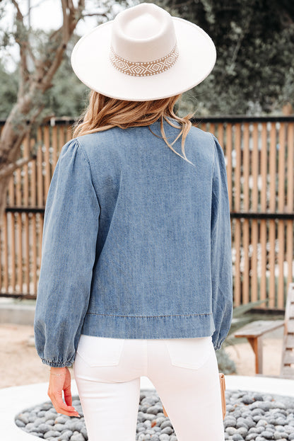 puff sleeve denim top