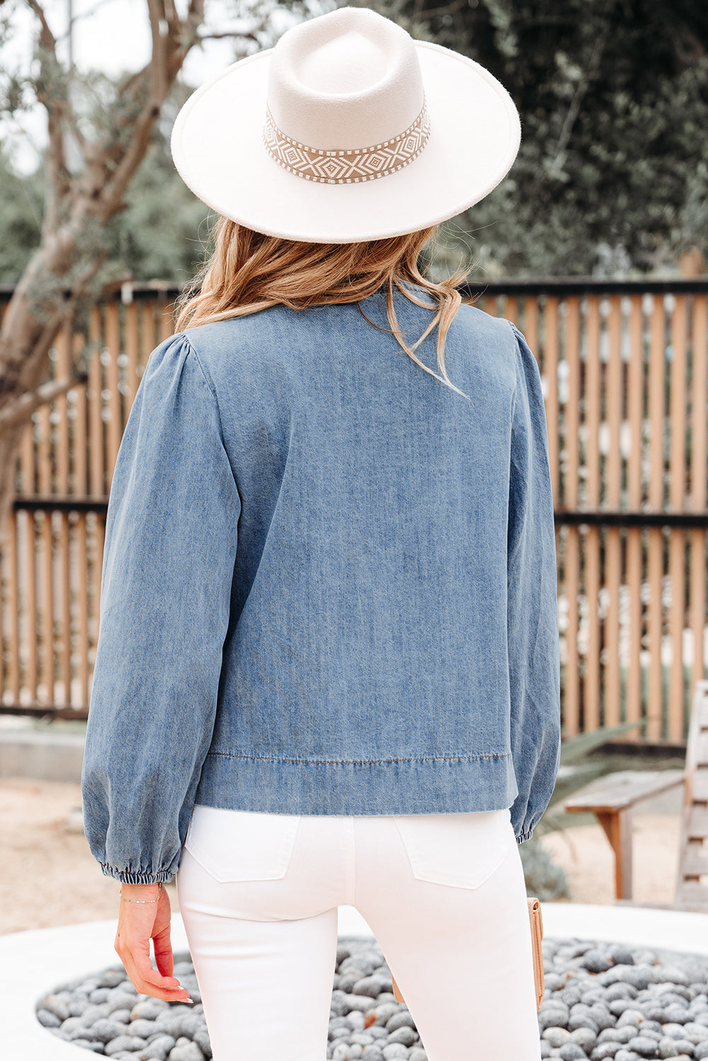 puff sleeve denim top