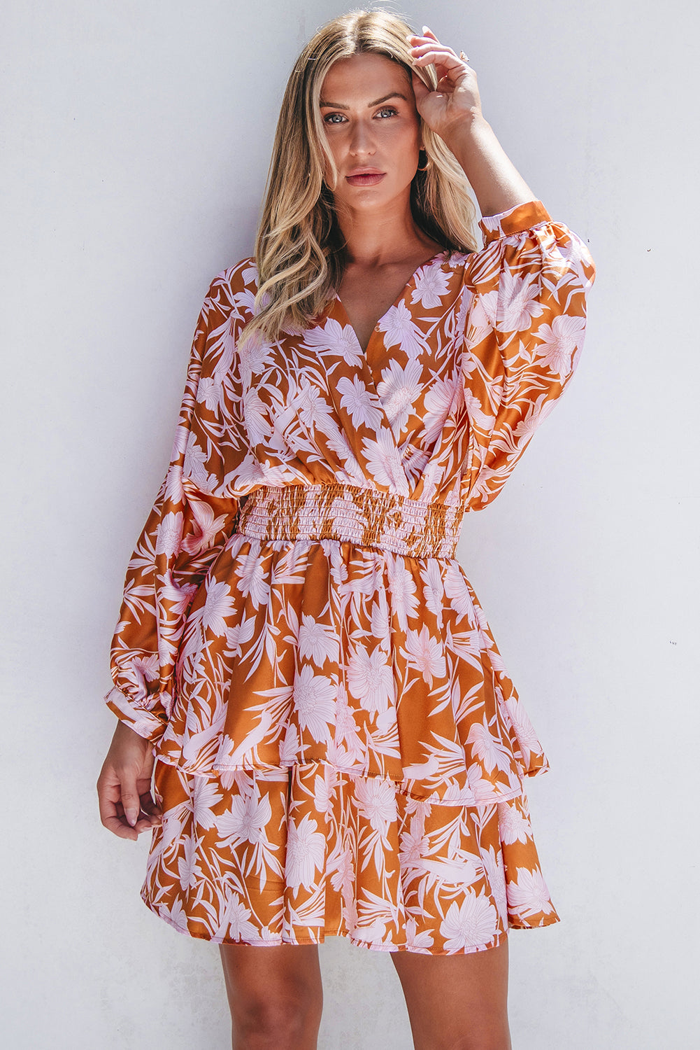 puff sleeve floral dress
