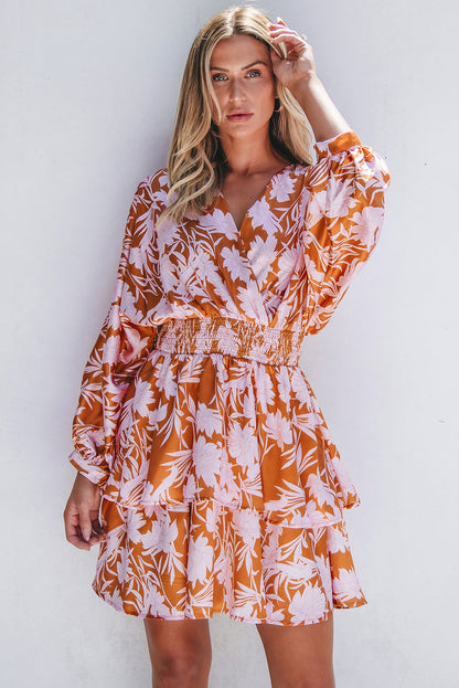 puff sleeve floral dress