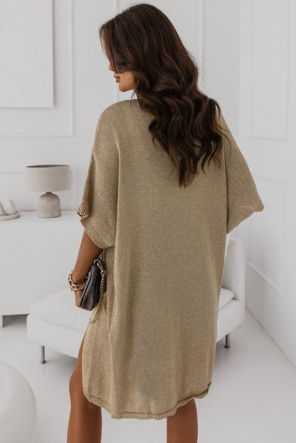Khaki Dolman Sleeve Cardigan with Pockets
