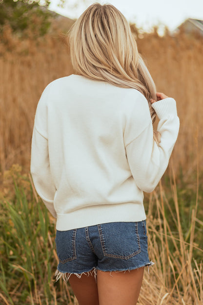 white tinsel sweater