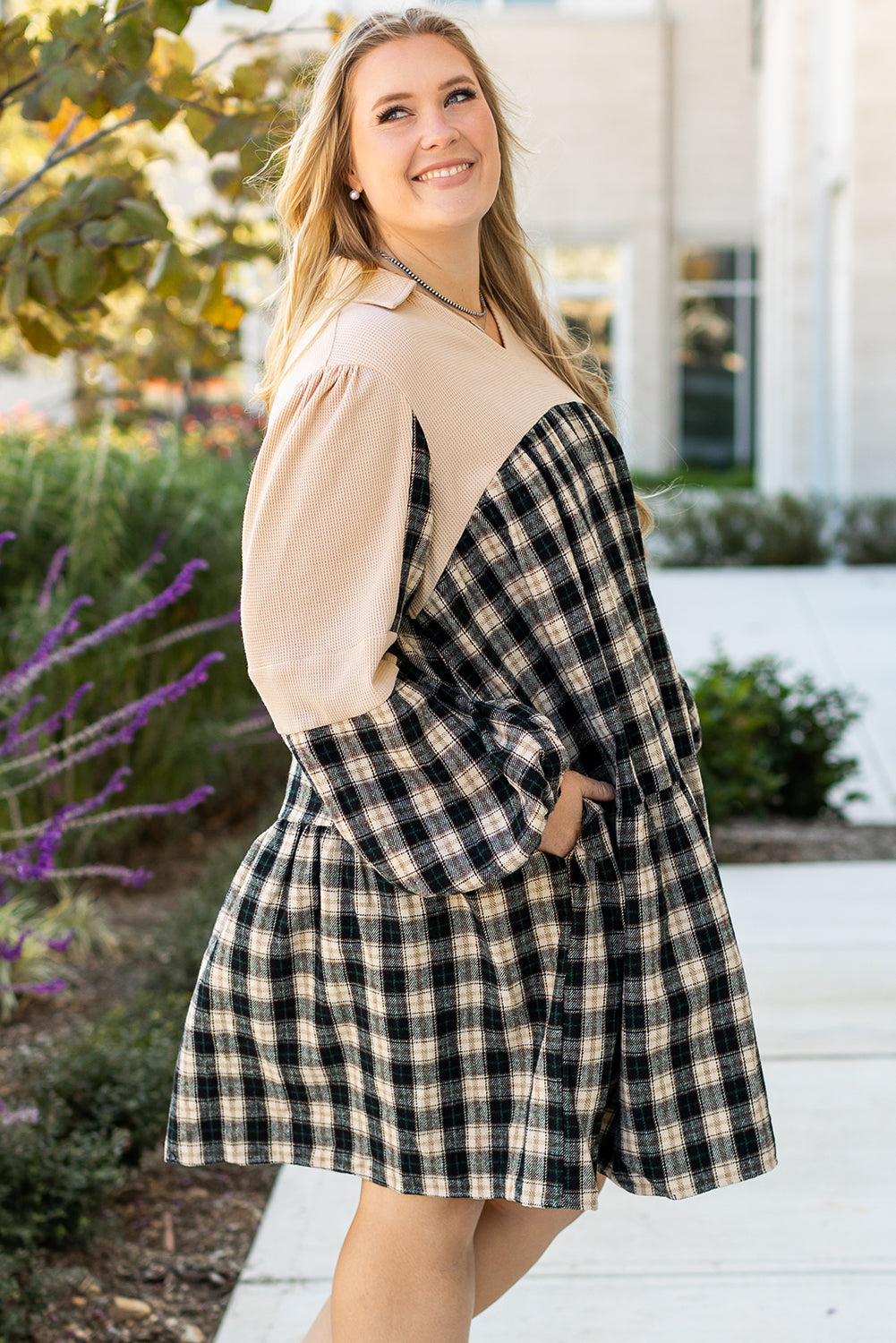 plaid plus size dress