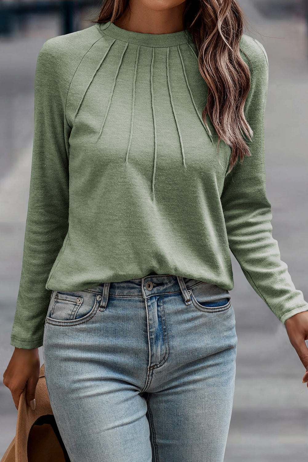 solid color long sleeve top
