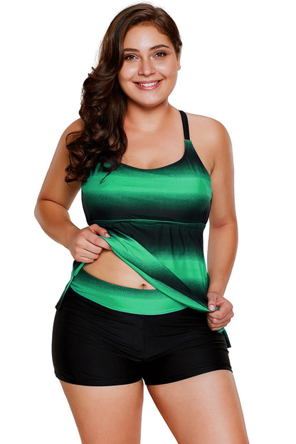 Green Strappy Cut-Out Back Tankini Set