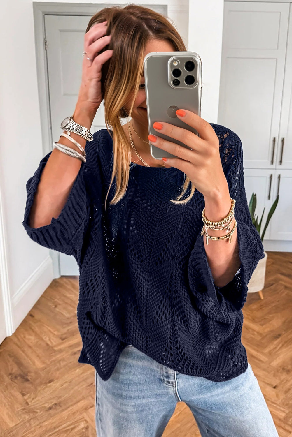 hollow out knit sweater