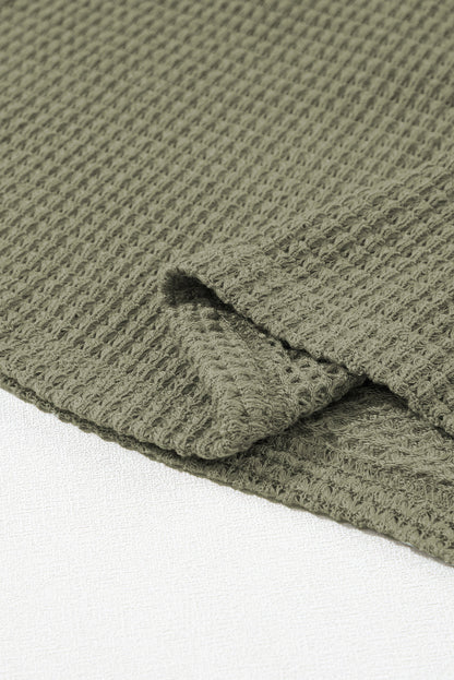 Green Striped Bubble Sleeve Baggy Top with Color Block Detail