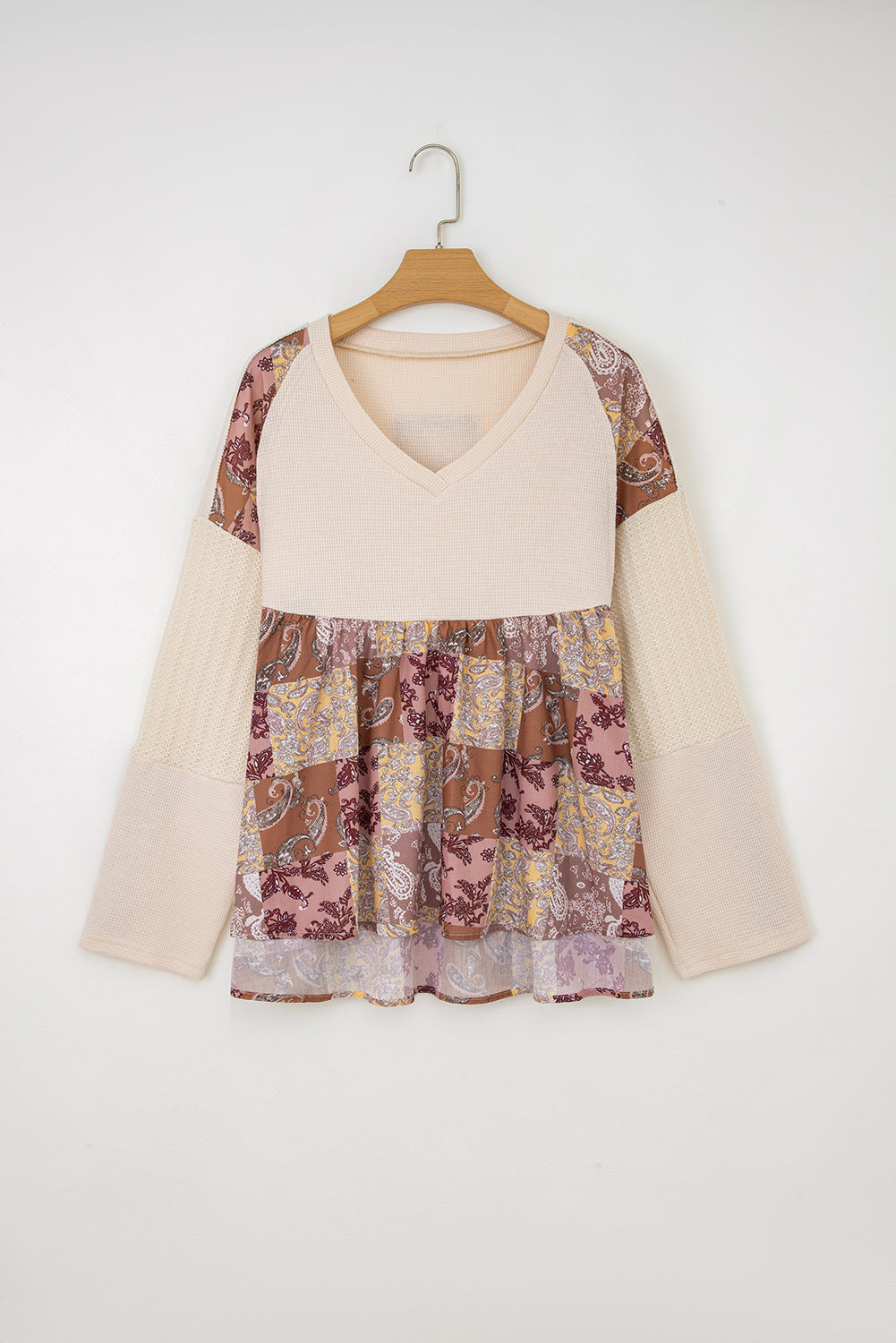 patchwork long sleeve top