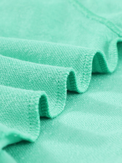 Green Crew Neck Long Sleeve Sweatshirt with Distressed Detail