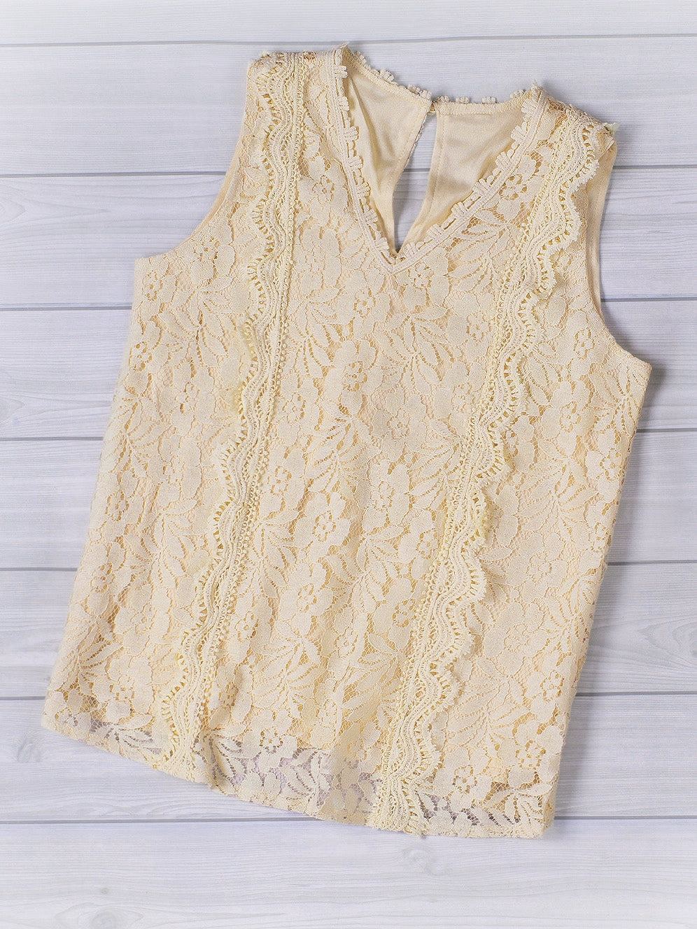 Floral Lace Sleeveless V-Neck Tank Top