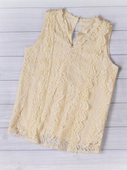 Floral Lace Sleeveless V-Neck Tank Top