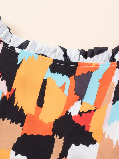 Pink Geometric Print Tiered Shift Dress for Plus Size Fashionistas