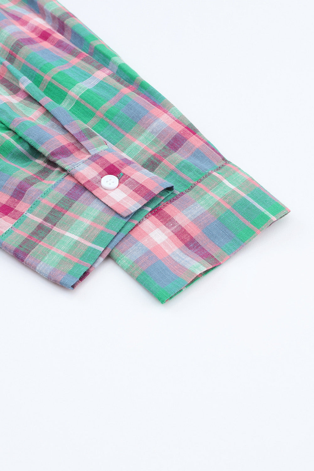 Green Plaid Split Detail Button Down Shirt