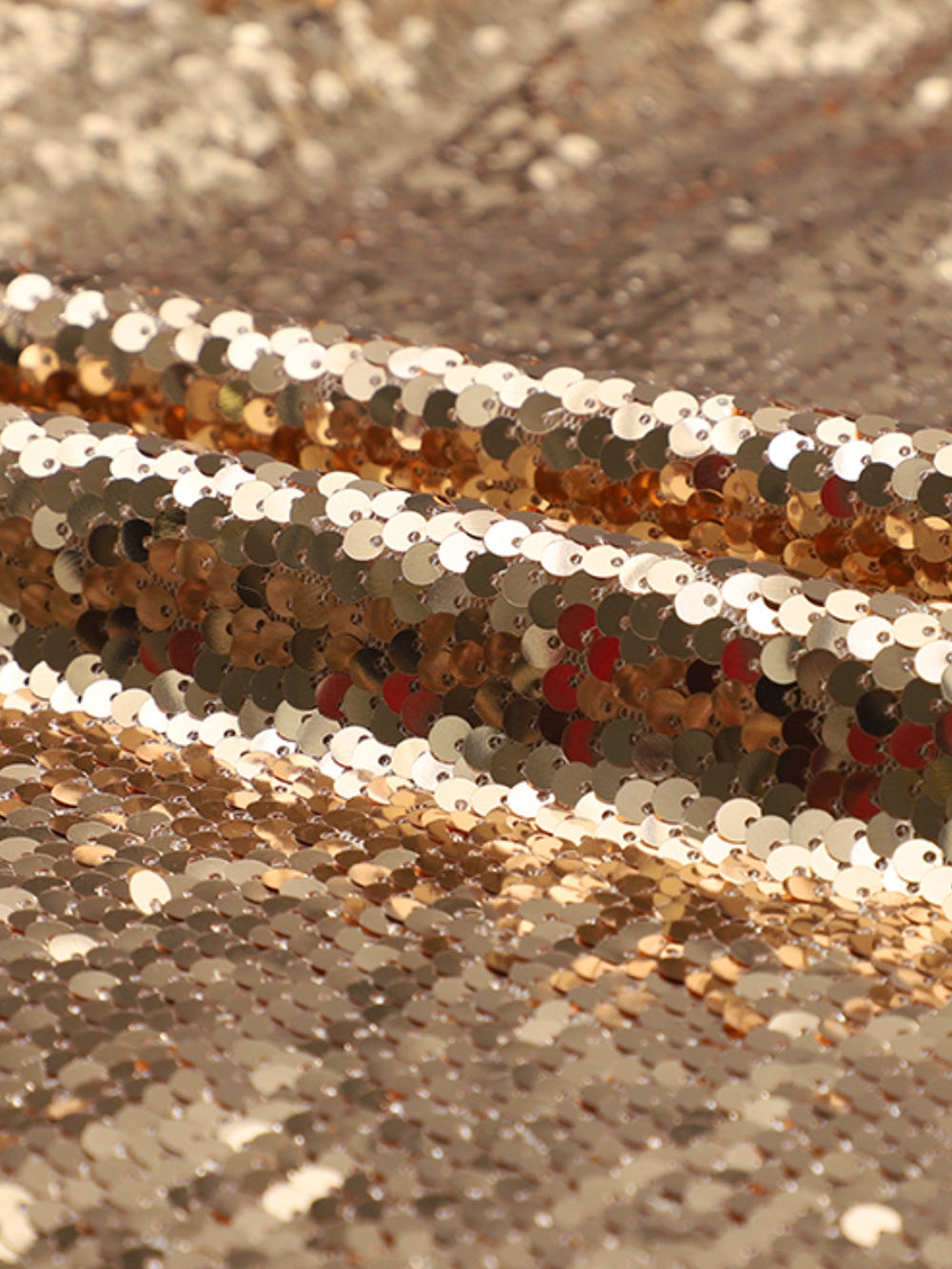 Apricot Sequin Mock Neck Puff Sleeve Sheath Top