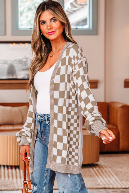 checkered cardigan