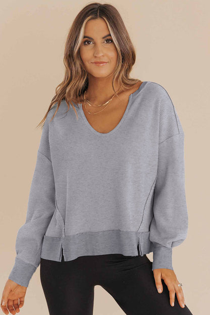 waffle knit sweatshirt