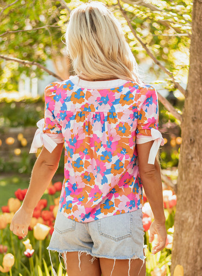 floral short sleeve blouse