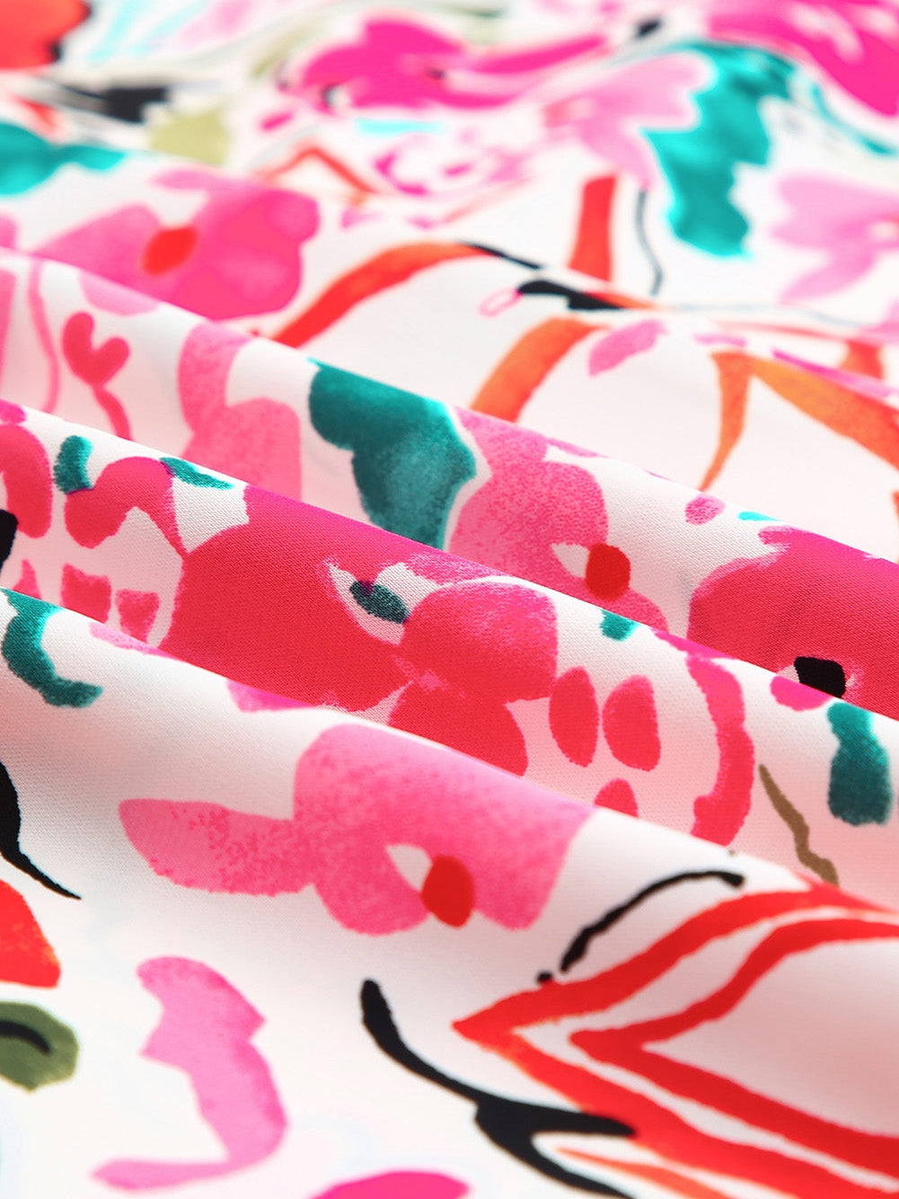 Floral Print Rose Kimono Sleeve Plus Size Blouse