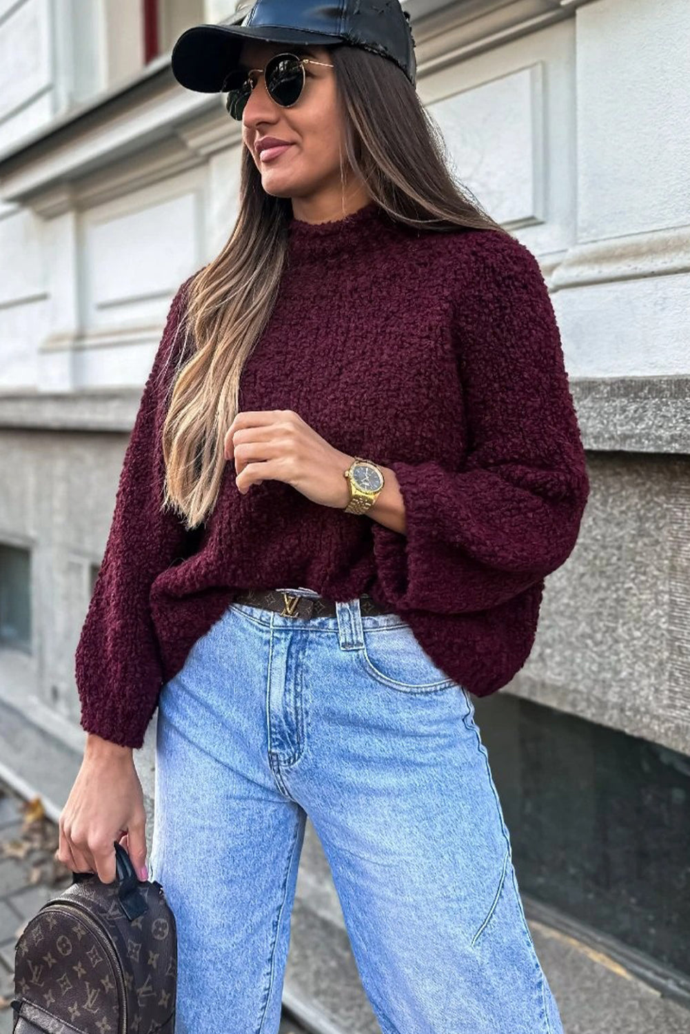 Burgundy top