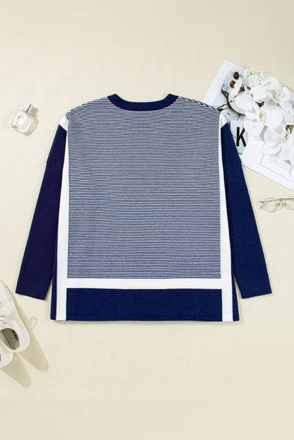 color block knit sweater