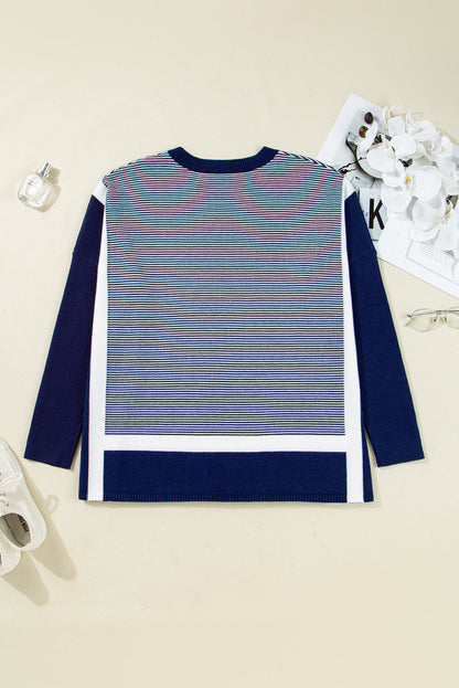 color block knit sweater