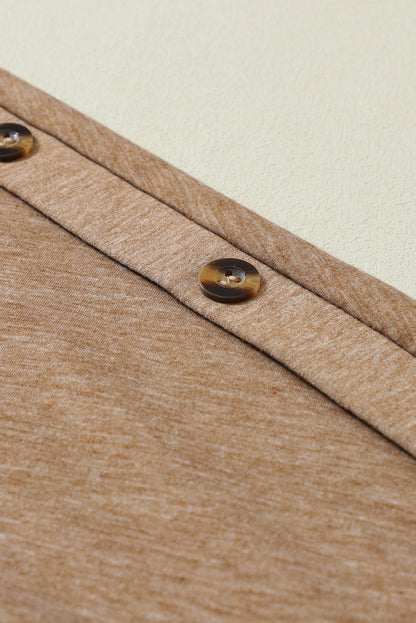 Elegant Khaki Dolman Sleeve Top with Button Detail