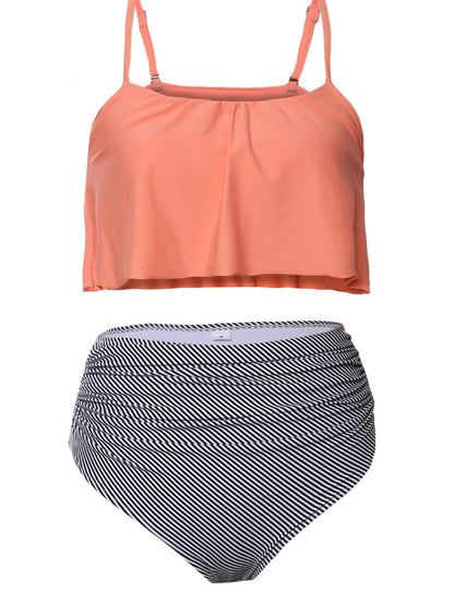 Adorable Striped High Waisted Bikini Set