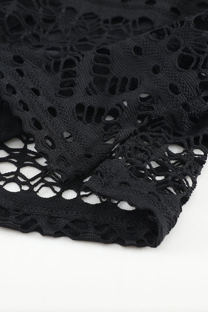 Black Lace Swim Shorts with Attached Briefs