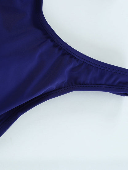 Elegant Navy Blue Cross Back Maillot Swimsuit