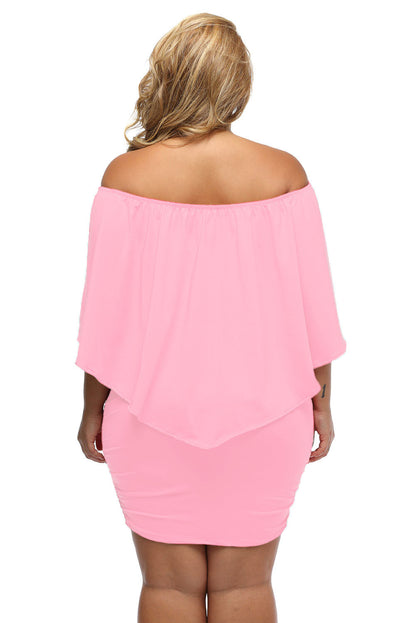 Layered Pink Plus Size Poncho Dress with Multiple Dressing Styles