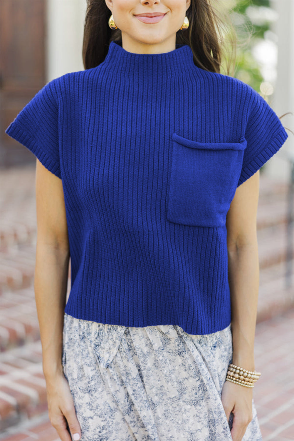 short sleeve ribbed sweater