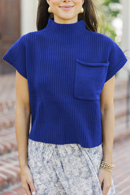 short sleeve ribbed sweater