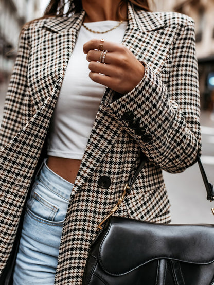 Blazers - Plaid Print Lapel Small Blazer - MsDressly