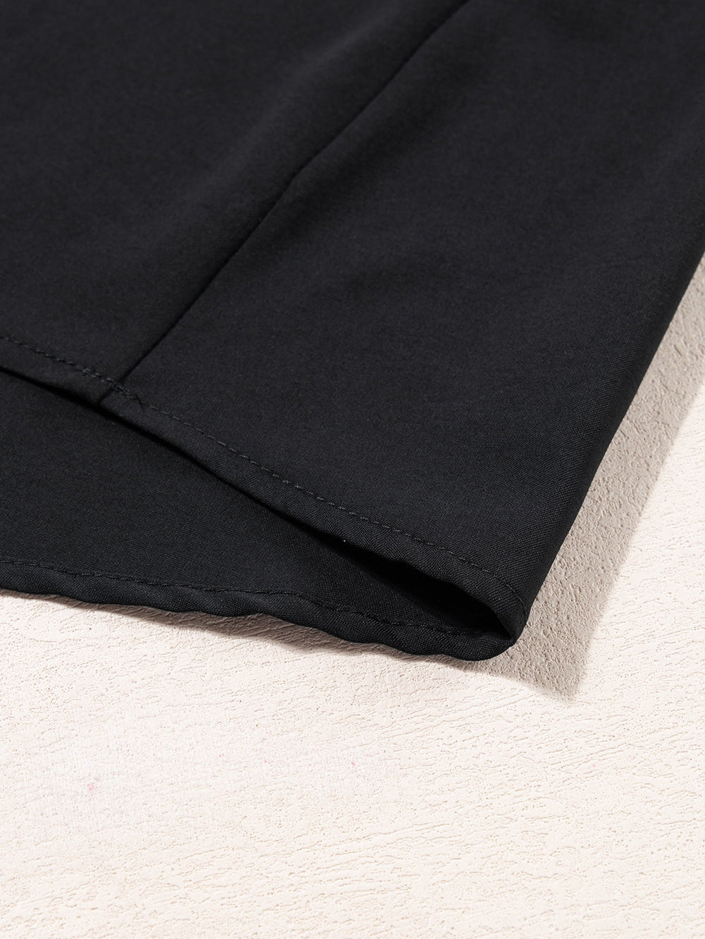 Black Solid Ruffled Puff Sleeve V Neck Plus Size Mini Dress