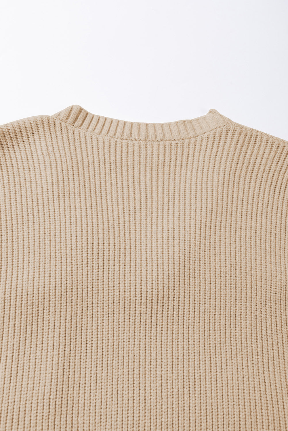 Apricot Ribbed V Neck Cap Sleeve Sweater with Chest Pocket
