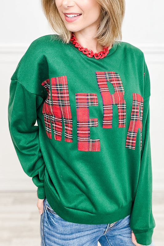 Sea Green Plaid MERRY Christmas Vacation Sweatshirt