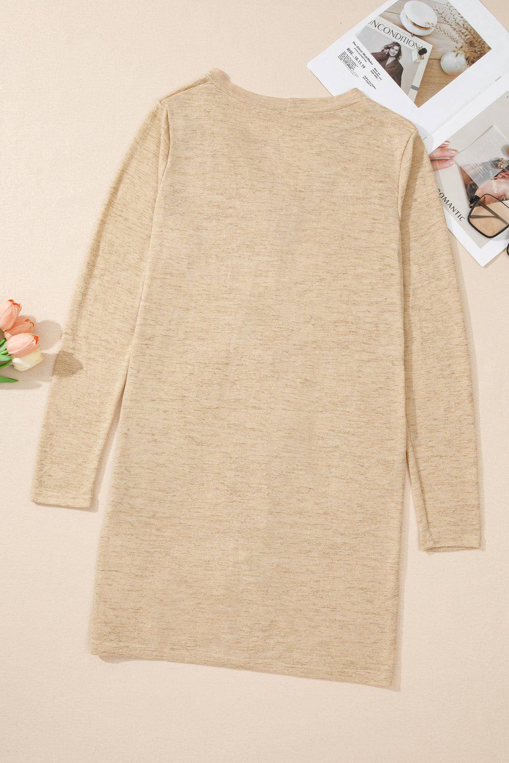 Solid Color Open-Front Buttons Cardigan