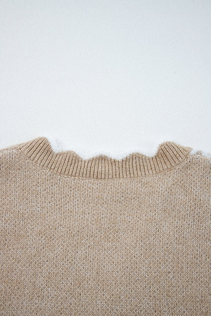 scalloped v neck sweater