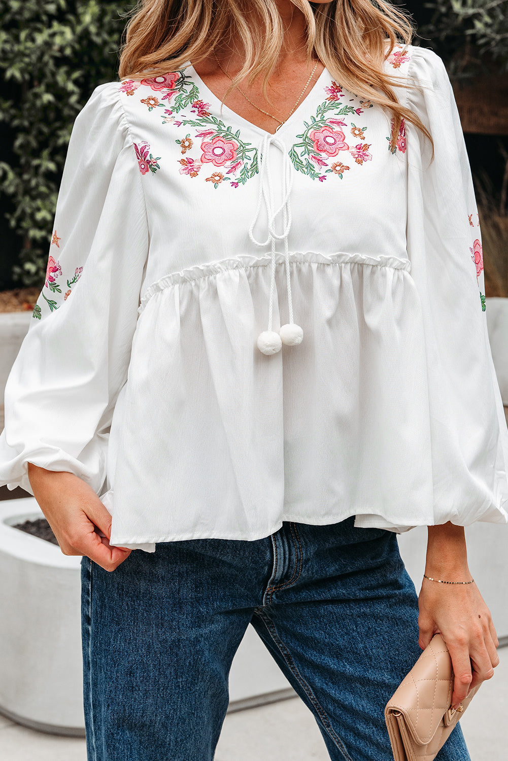 white babydoll blouse