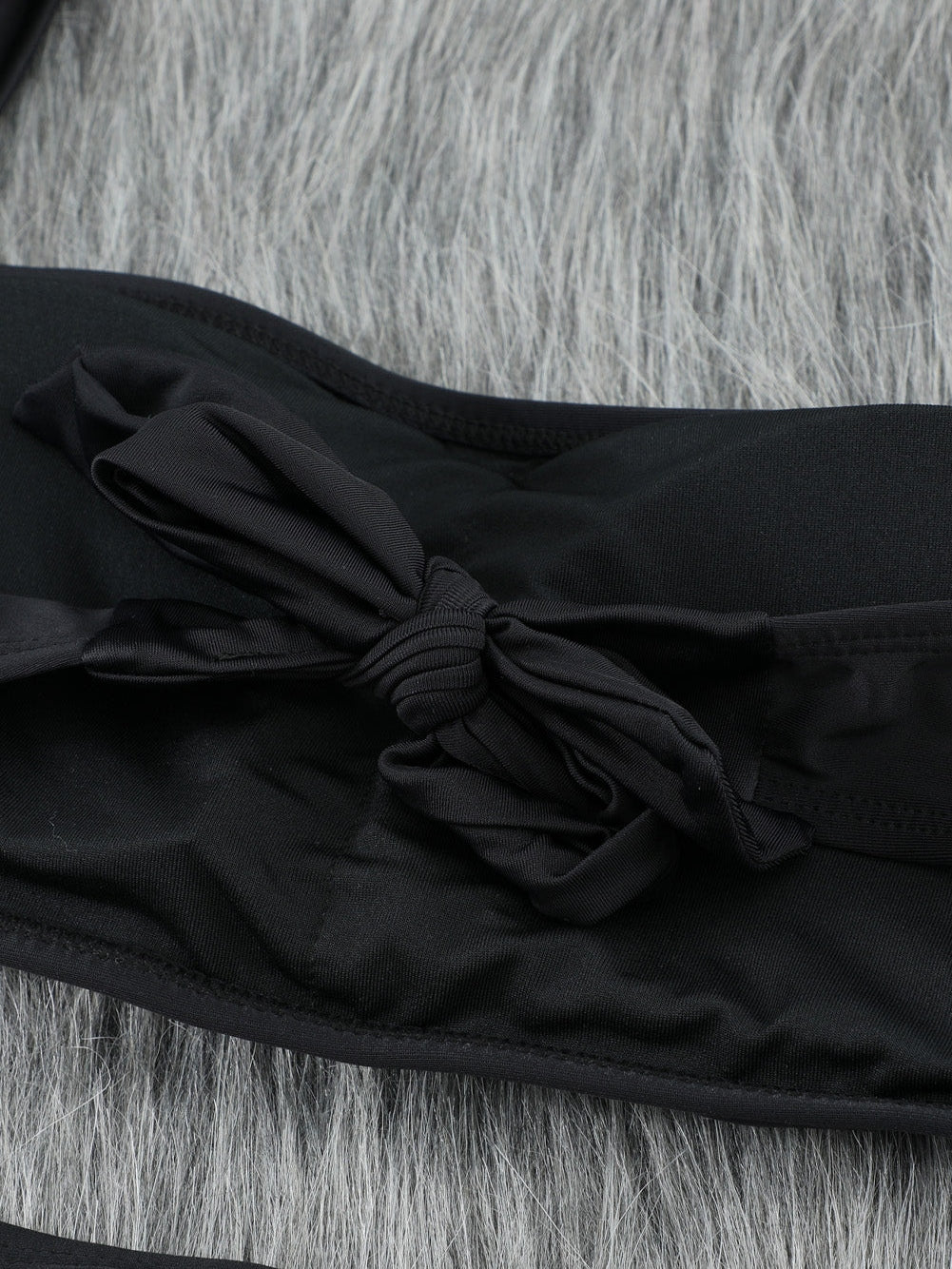 French Romance Black High Waisted Bikini with Puff Sleeves