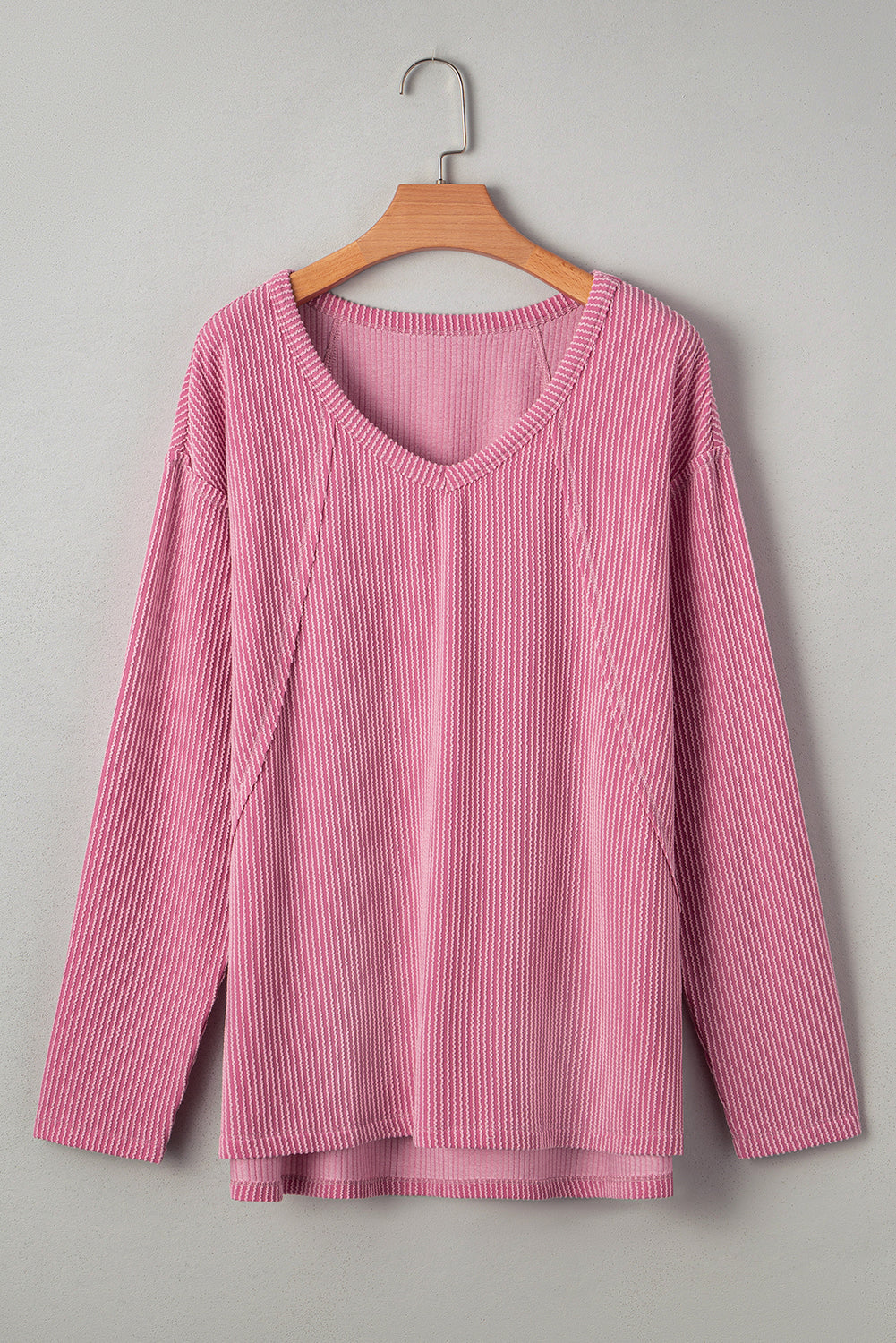 twisted ribbed long sleeve top