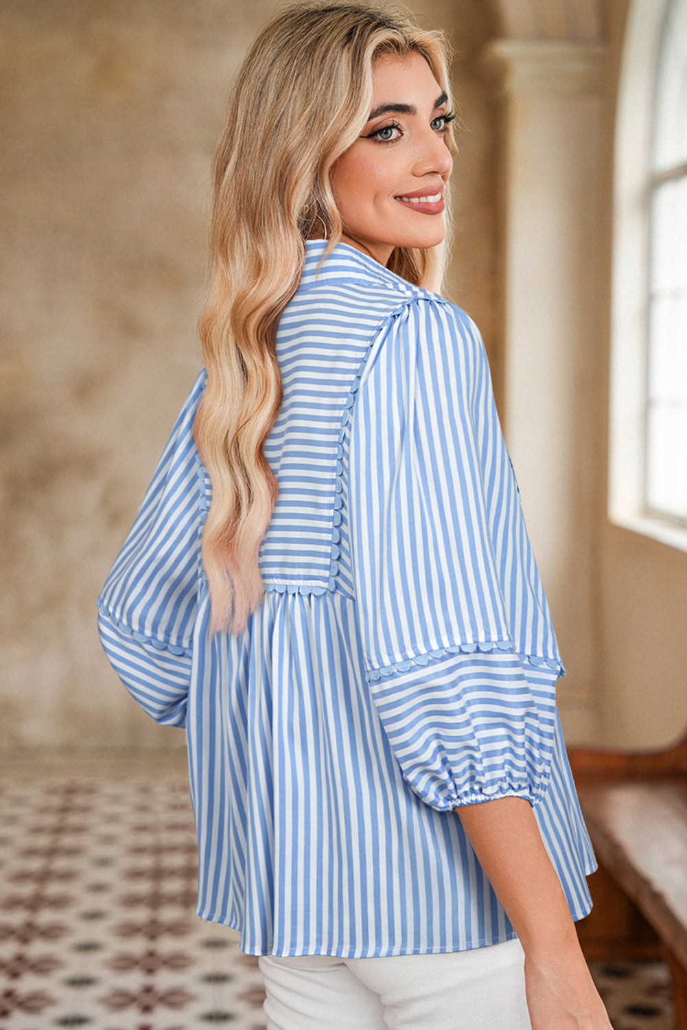 stripe print blouse
