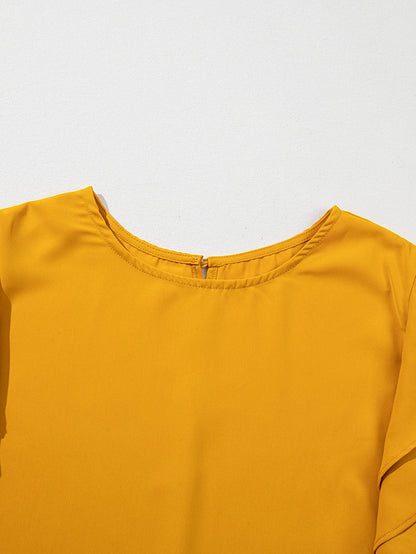 Tiered Ruffled Sleeve Grapefruit Orange Plus Size Dress for Parties and Beyond