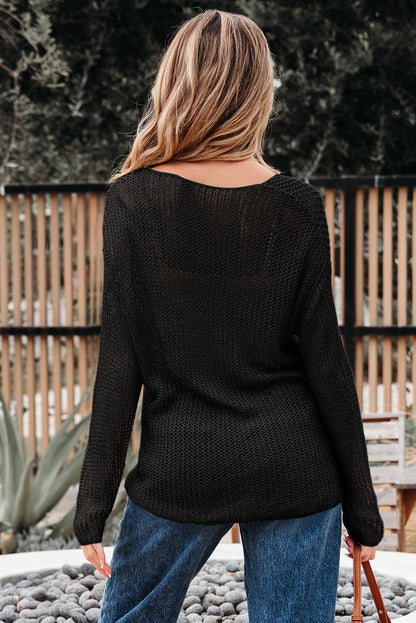 black crochet sweater