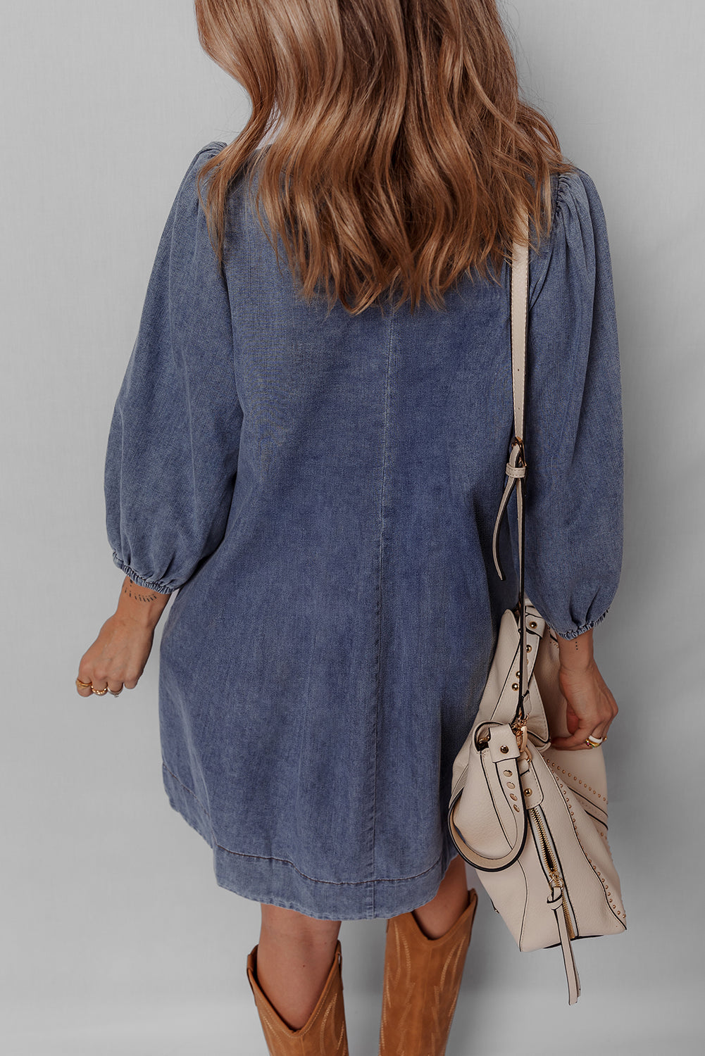 3/4 sleeve denim dress
